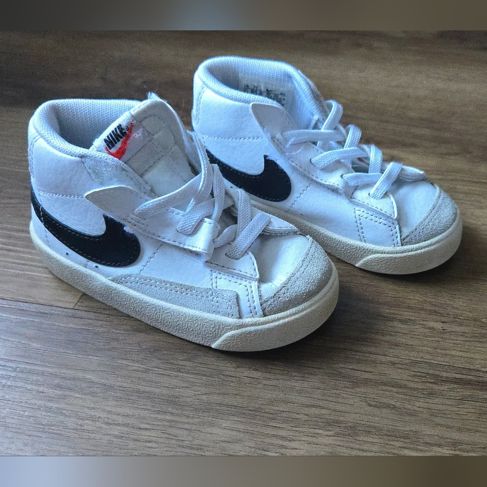 Nike Kids White and Black High-Top Sneakers